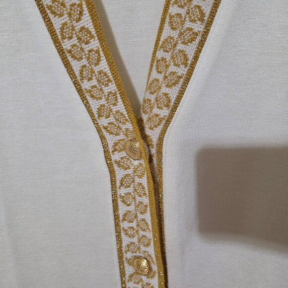 Cathy Daniels Cream Cardigan With Gold Trim Detail Size M - Picture 3 of 7